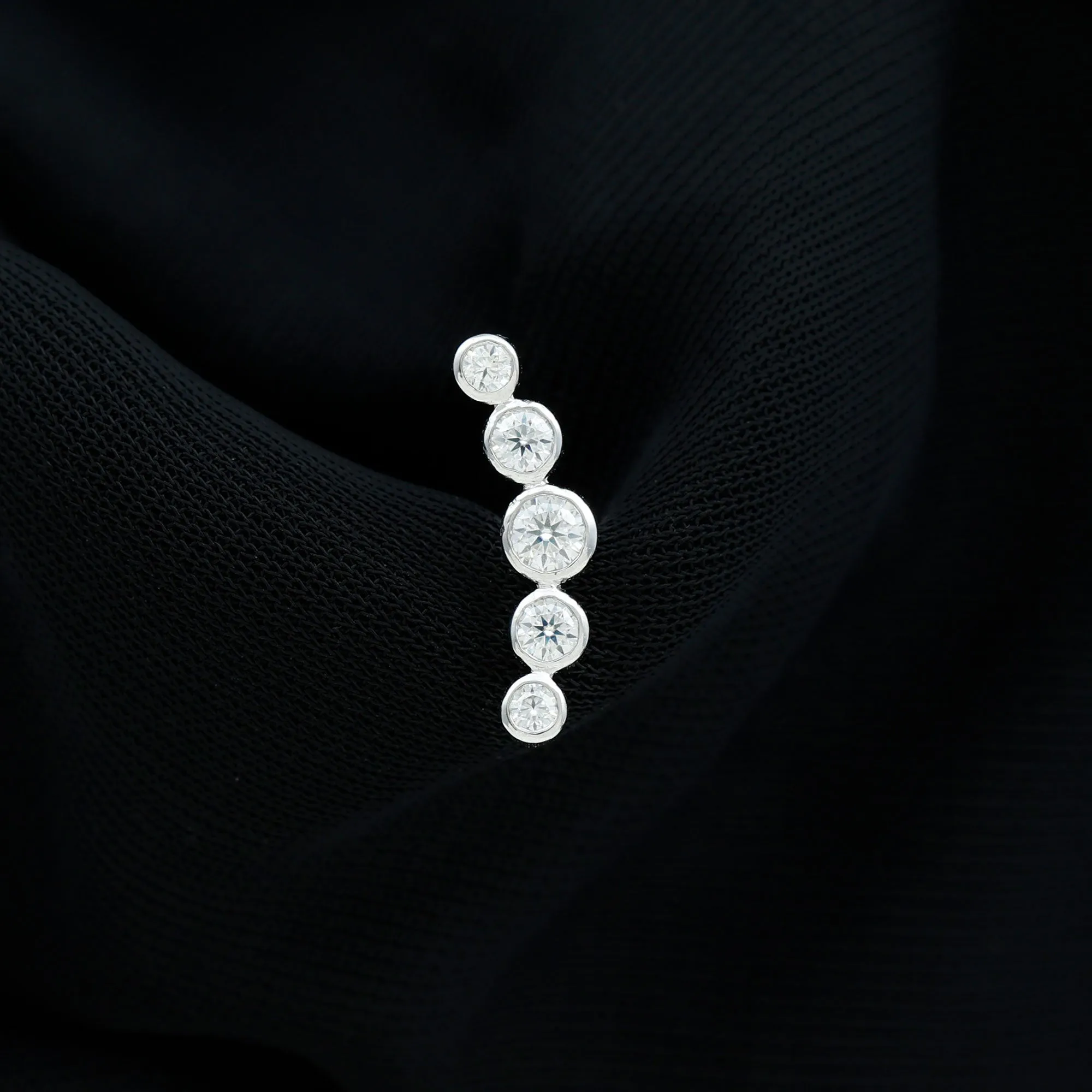 Graduated Style Diamond Crawler Earring for Helix Piercing