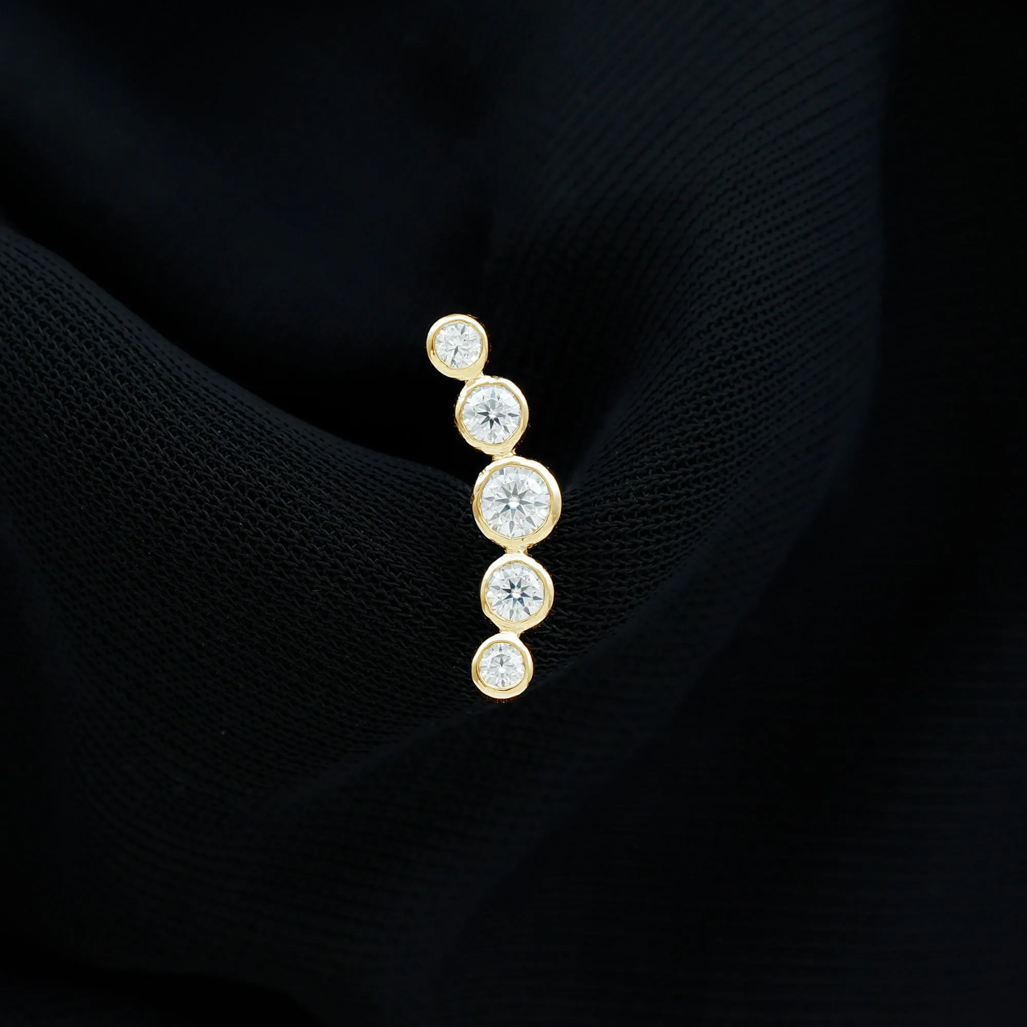 Graduated Style Diamond Crawler Earring for Helix Piercing