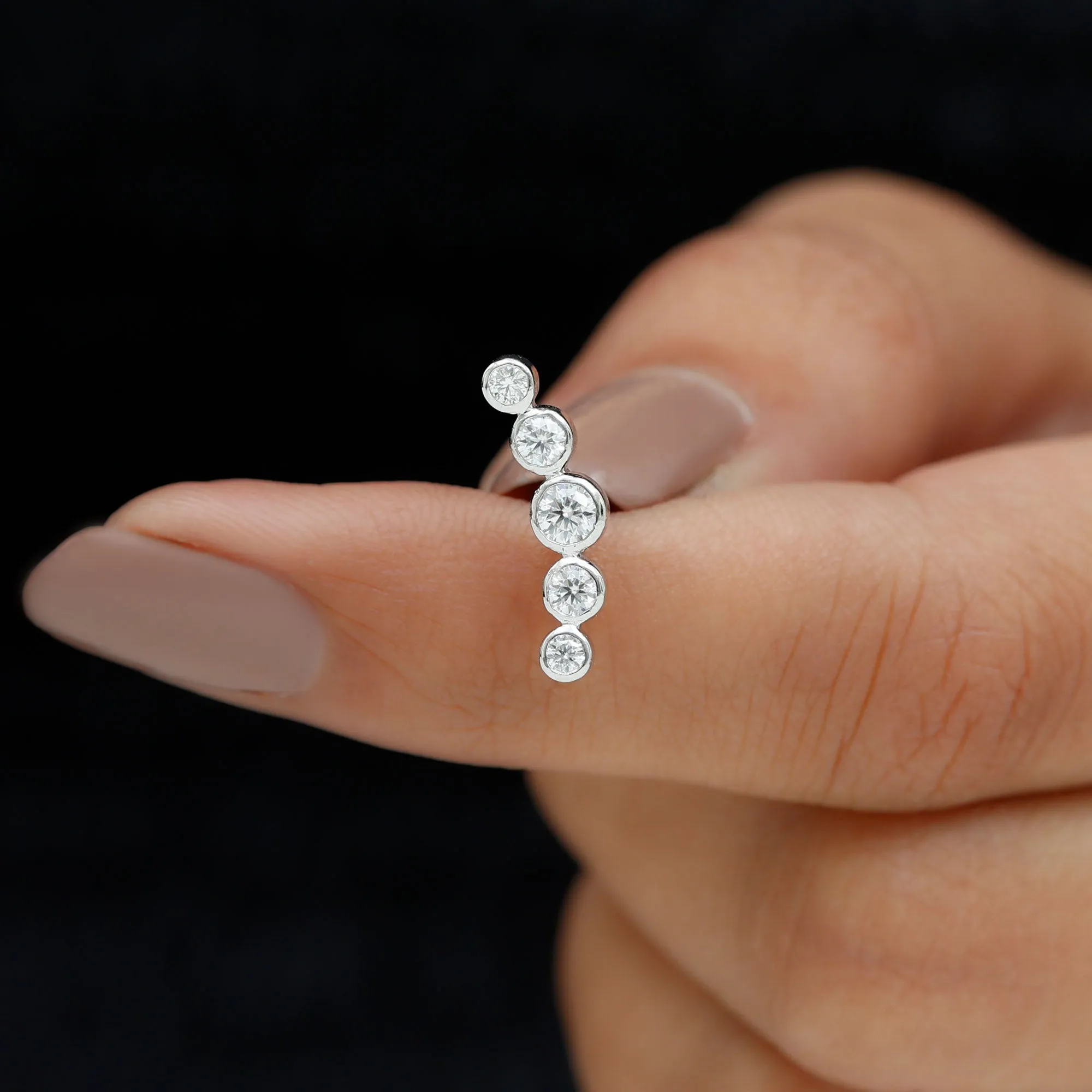 Graduated Style Diamond Crawler Earring for Helix Piercing