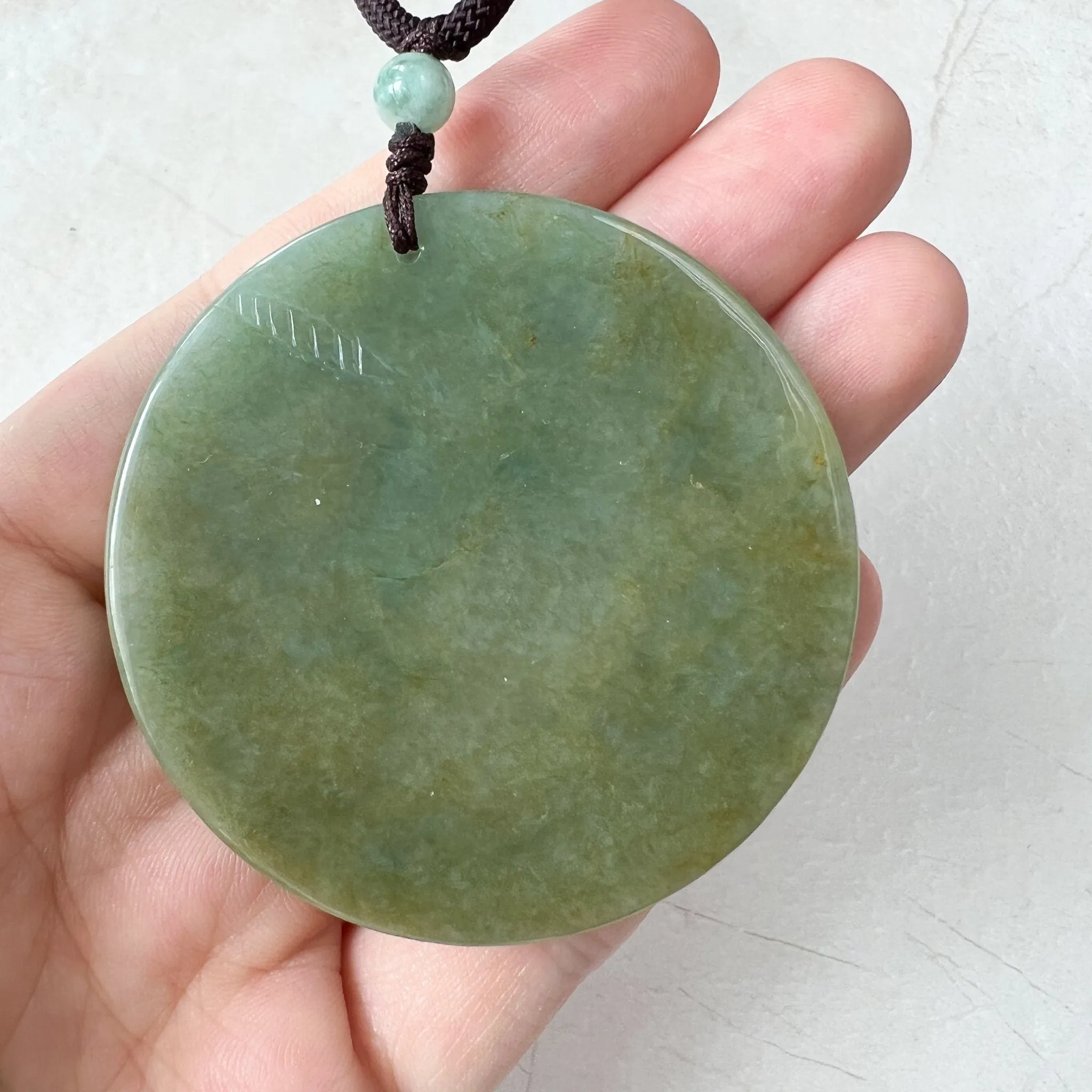 Green Jadeite Jade Guan Yin Avalokiteshvara Hand Carved Pendant Necklace, YJ-0322-0315224