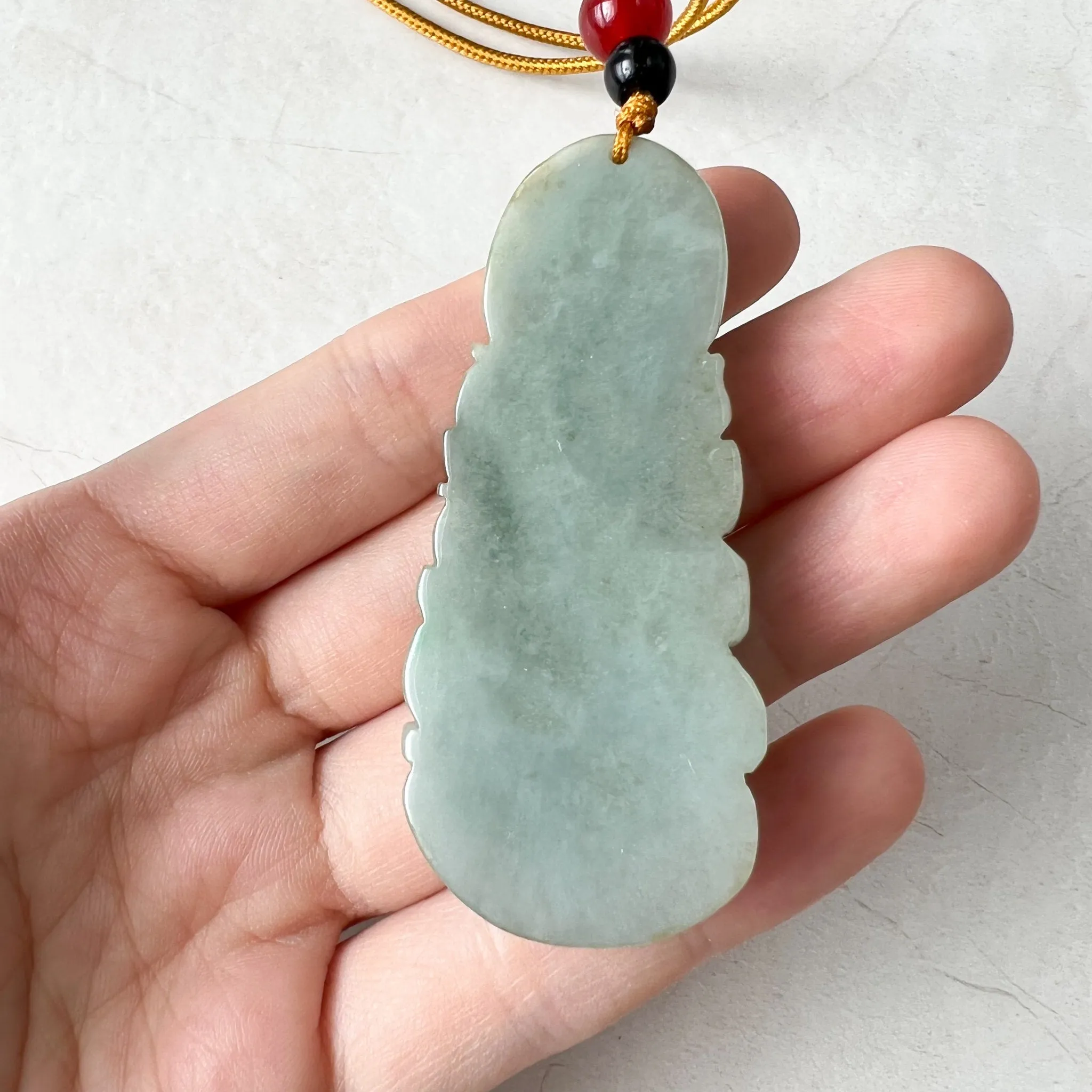 Green Jadeite Jade Guan Yin Avalokiteshvara Hand Carved Pendant Necklace, YJ-1221-0235513