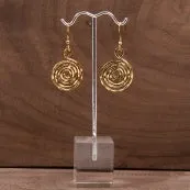 Hammered Circle Wave Earrings Gold