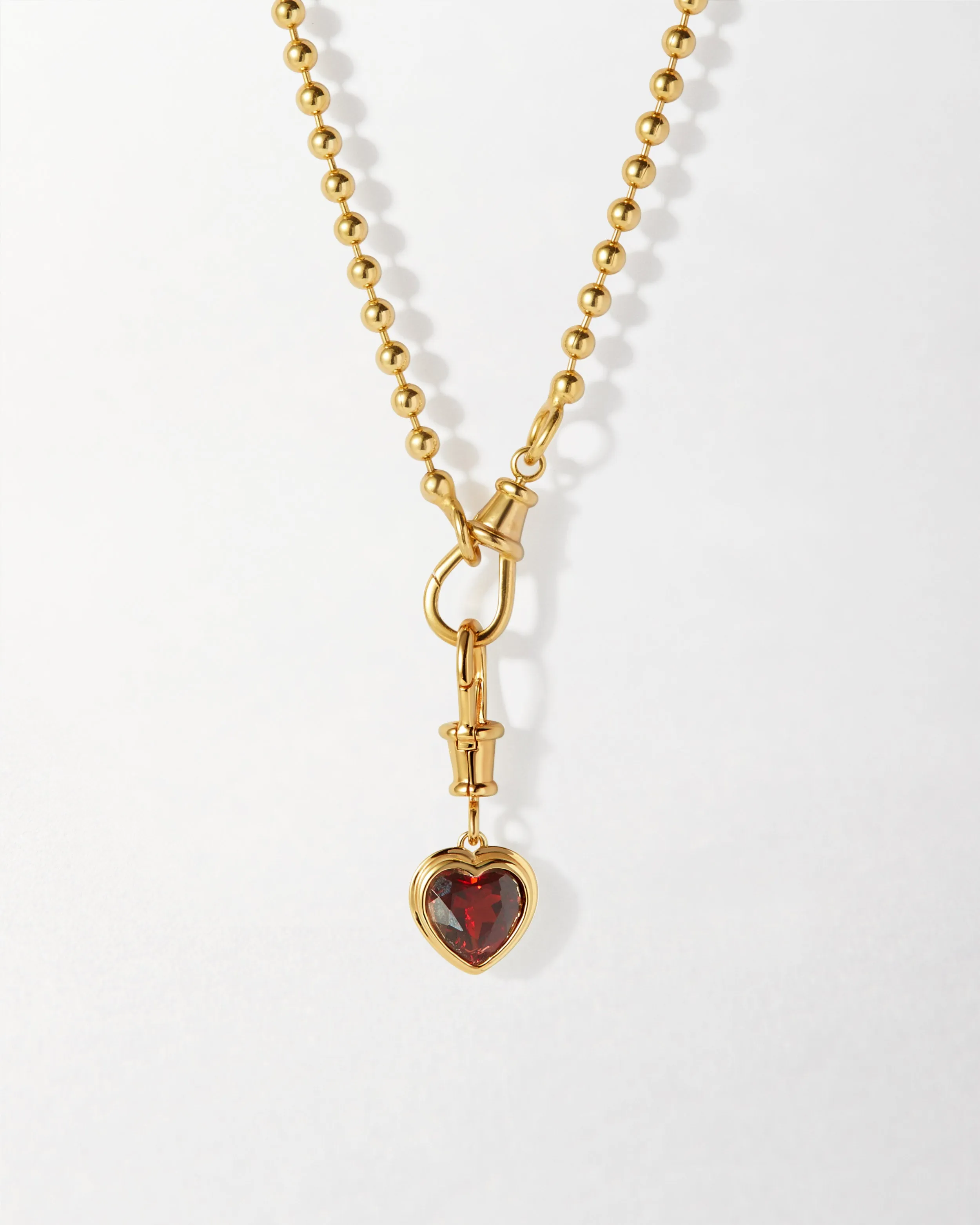 Heart Red Garnet Necklace