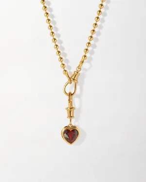 Heart Red Garnet Necklace