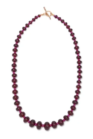 Hessonite Garnet and Pink Sapphire Single Strand Necklace