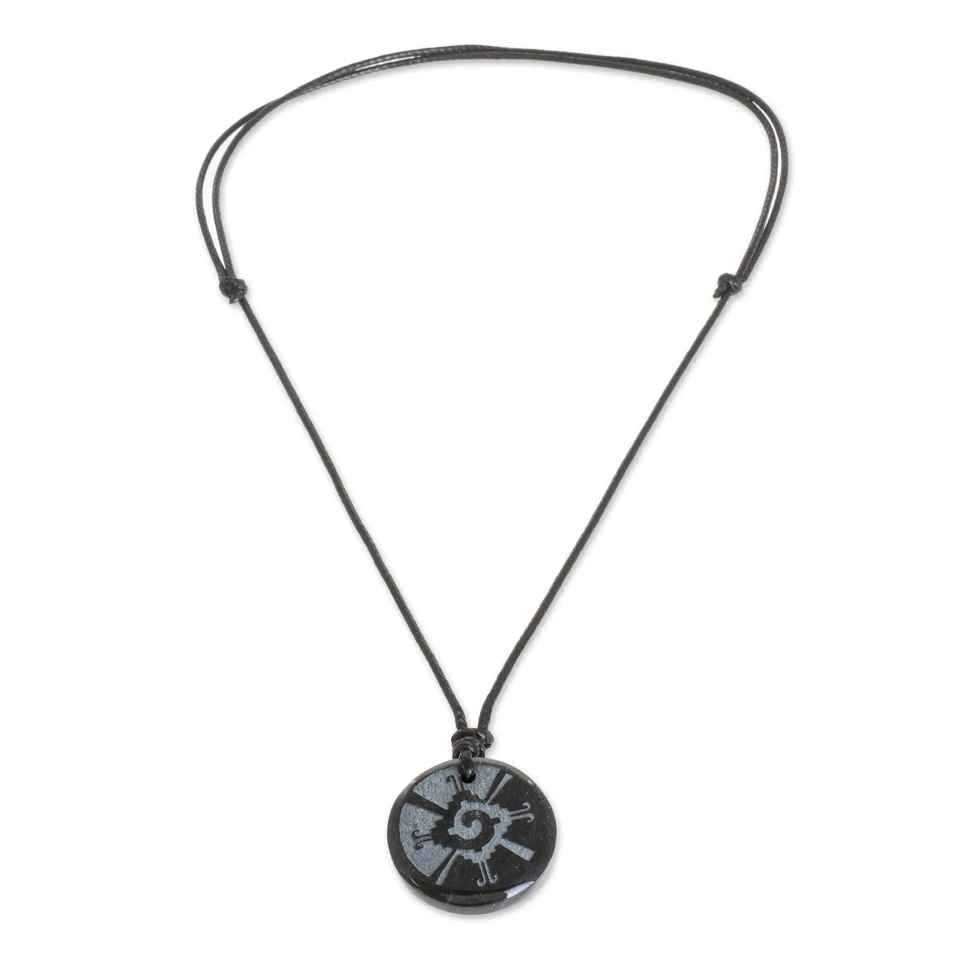 Hunab Ku Symbol Dark Green Jade Pendant Necklace - Hunab Ku | NOVICA