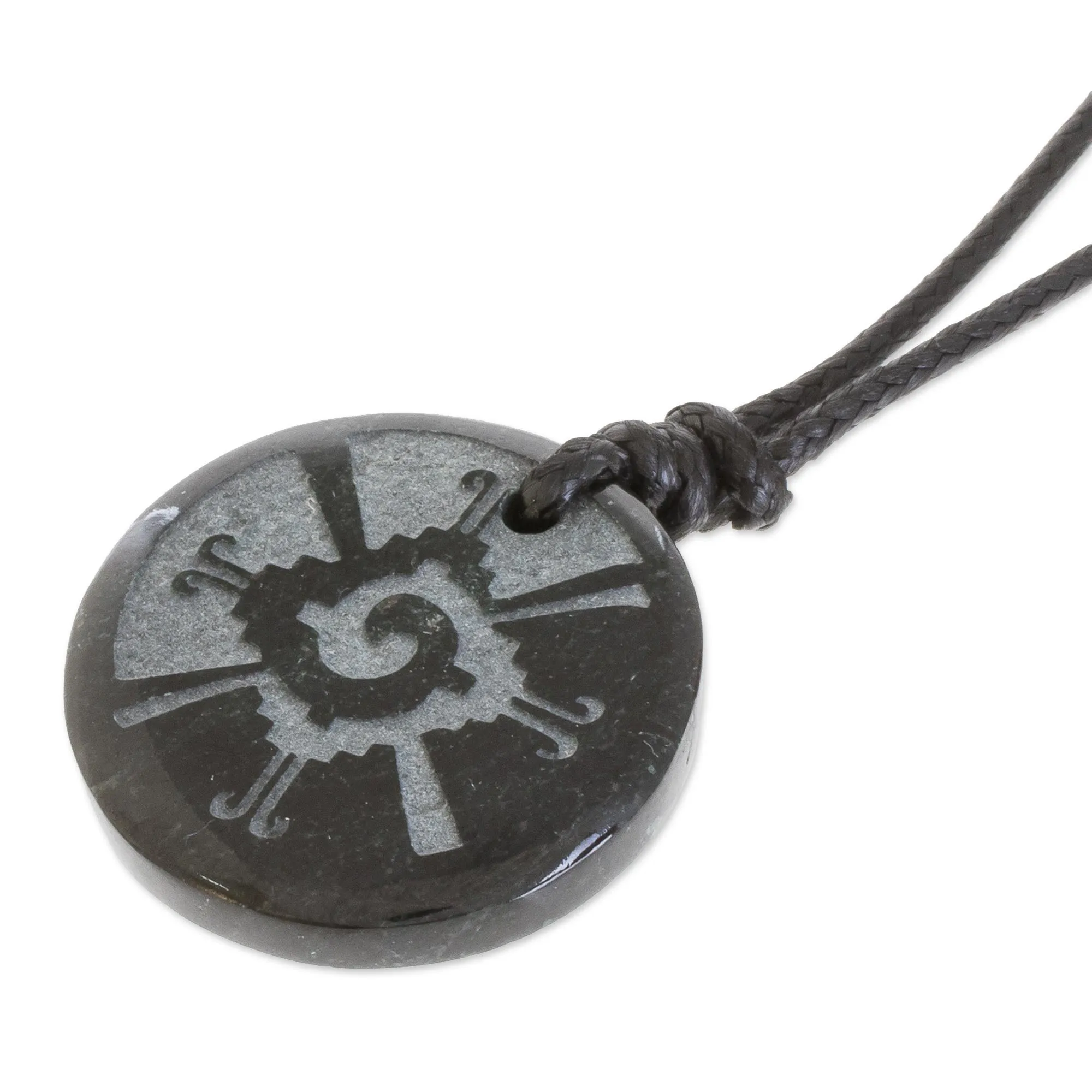 Hunab Ku Symbol Dark Green Jade Pendant Necklace - Hunab Ku | NOVICA