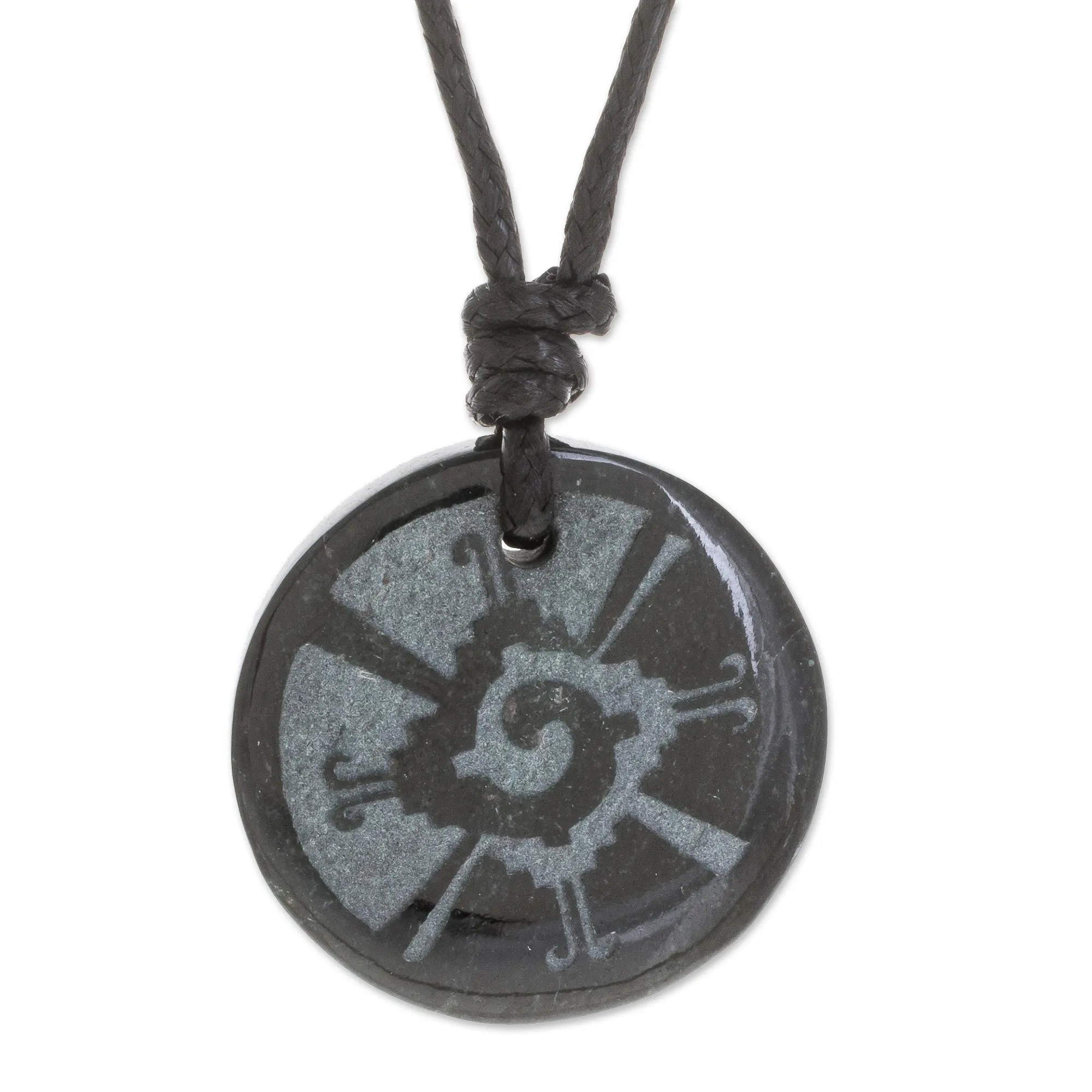 Hunab Ku Symbol Dark Green Jade Pendant Necklace - Hunab Ku | NOVICA