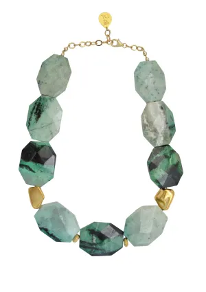 Hydrogrossular Garnet Gold Accent Necklace