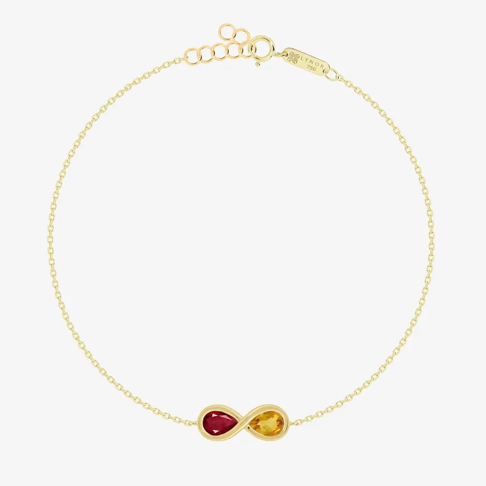 Infinity Bracelet in Garnet and Citrine