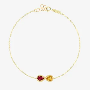Infinity Bracelet in Garnet and Citrine