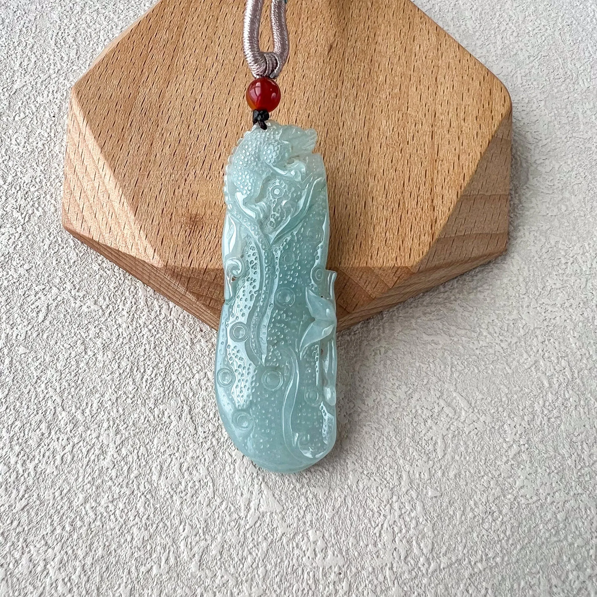 Jade Lizard Leaf Pendant, Ice Translucent Jadeite Jade Pendant, HY-0422-1715745445