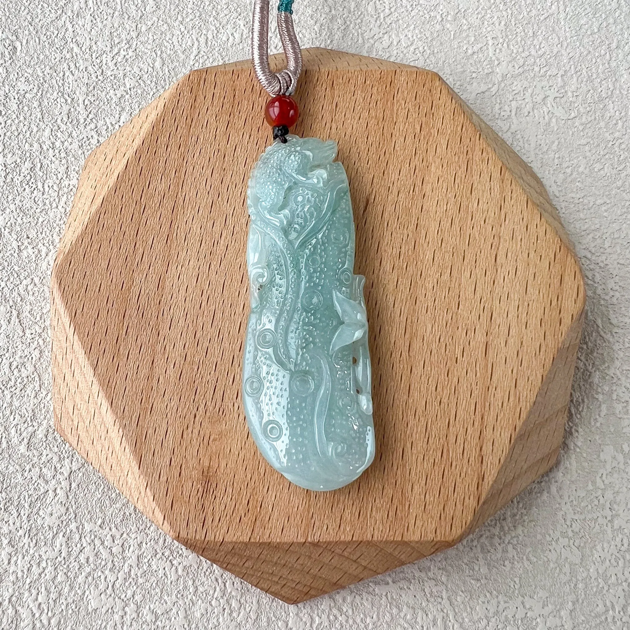 Jade Lizard Leaf Pendant, Ice Translucent Jadeite Jade Pendant, HY-0422-1715745445