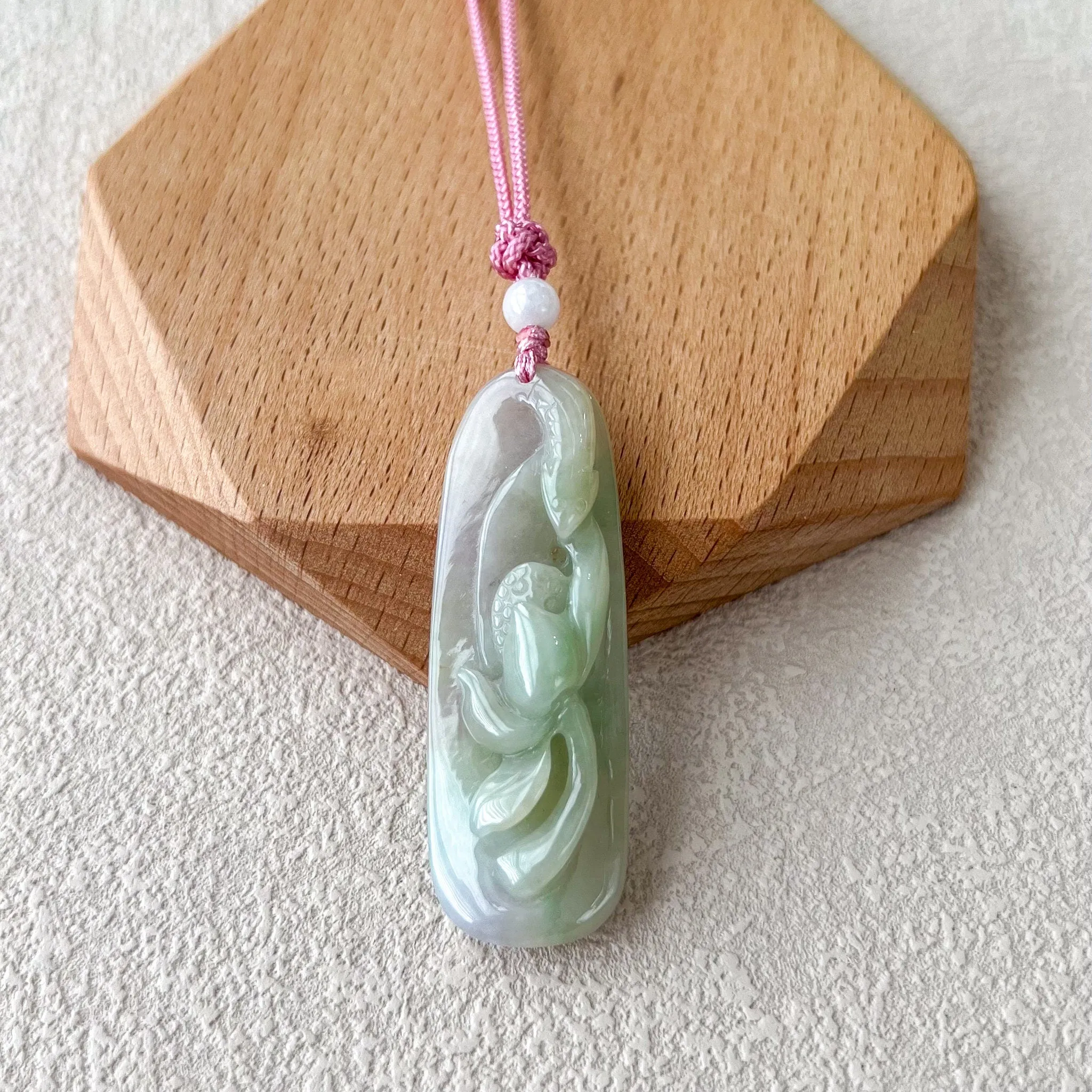 Jade Lotus Blossom Pendant, Jadeite Jade Pendant Necklace, XNZ-1221-1709050453