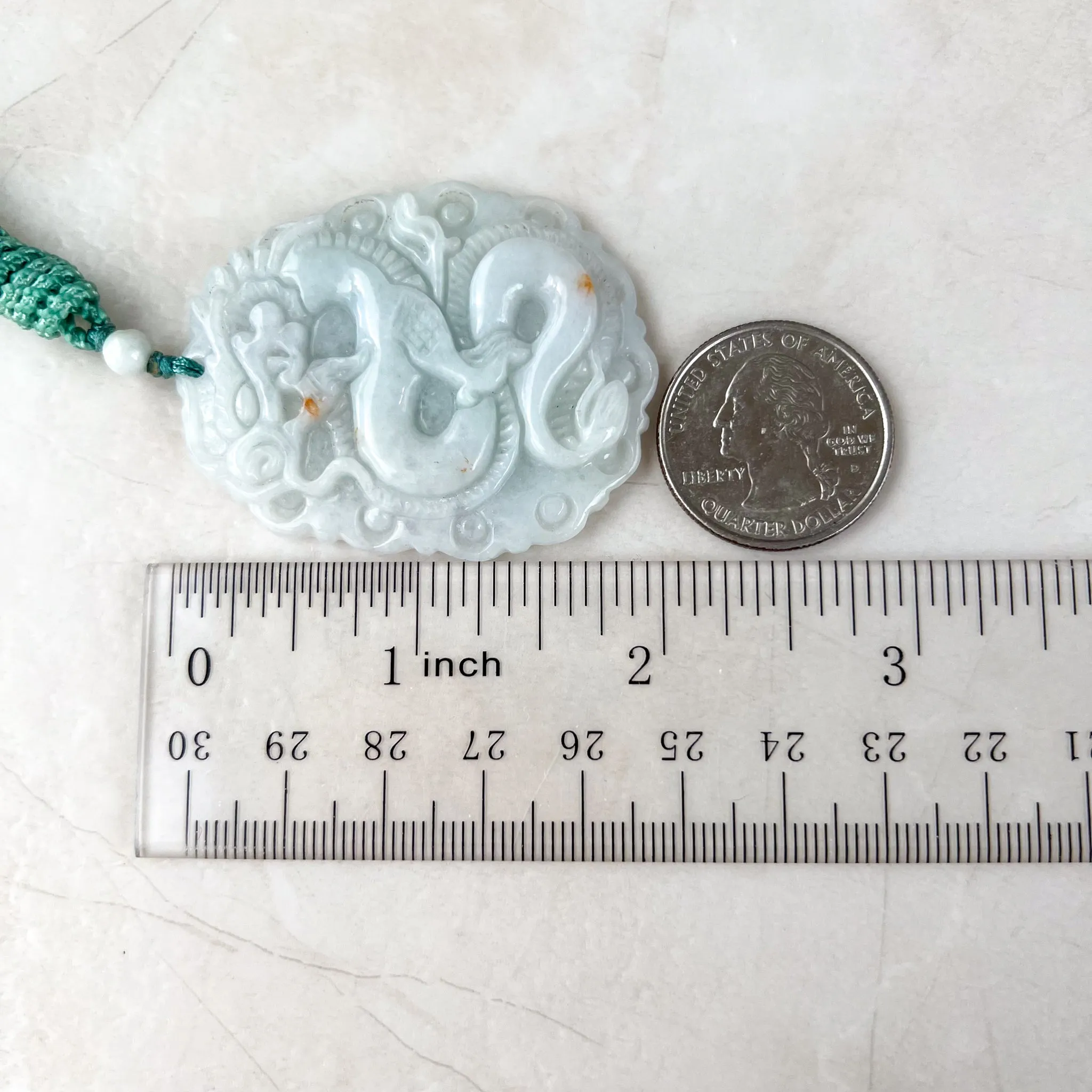 Jadeite Jade Dragon Chinese Zodiac Hand Carved Pendant Necklace, YJ-0321-0328593