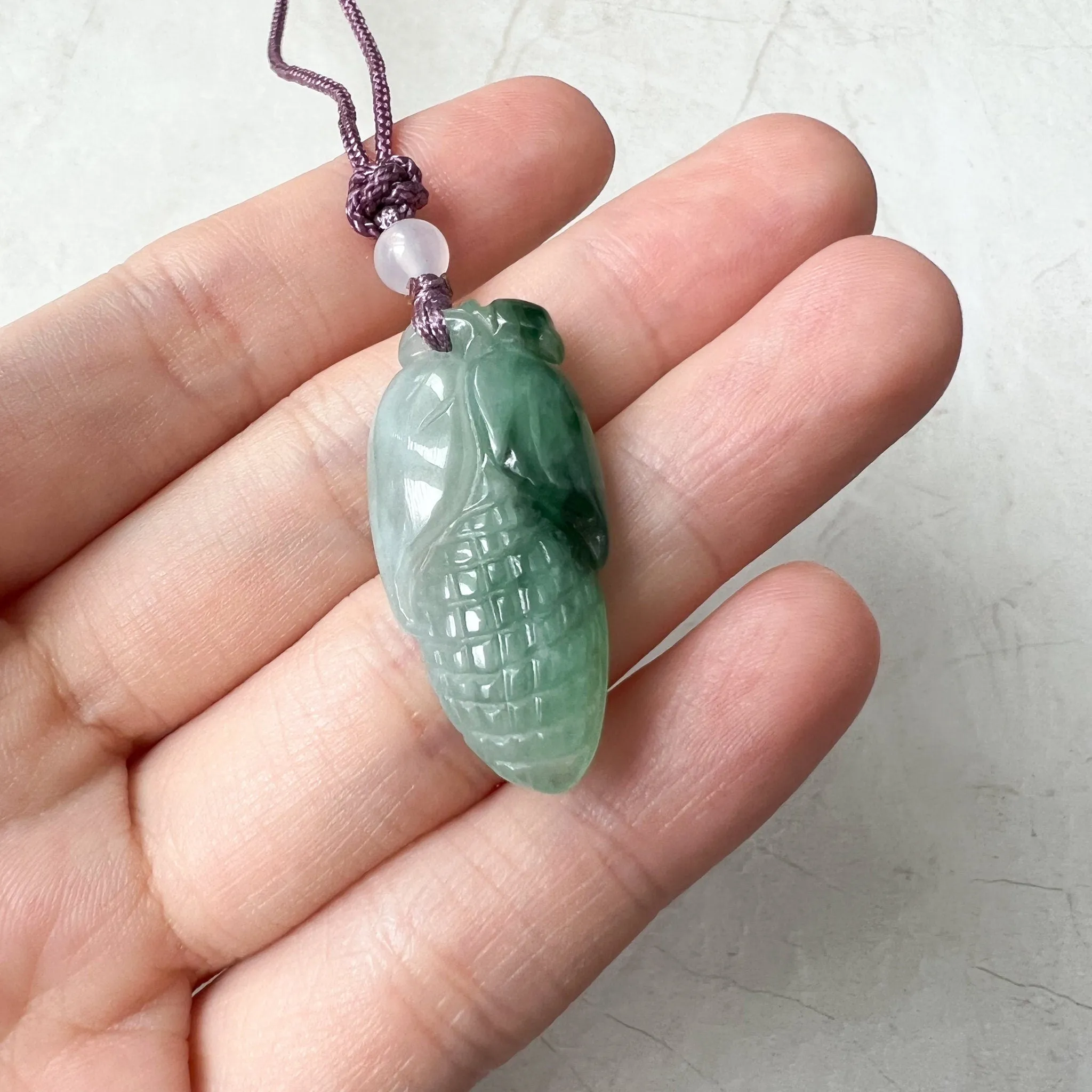 Jadeite Jade Green Lucky Corn Pendant, Wealth and Fortune Pendant, ZYF-0322-1651680300
