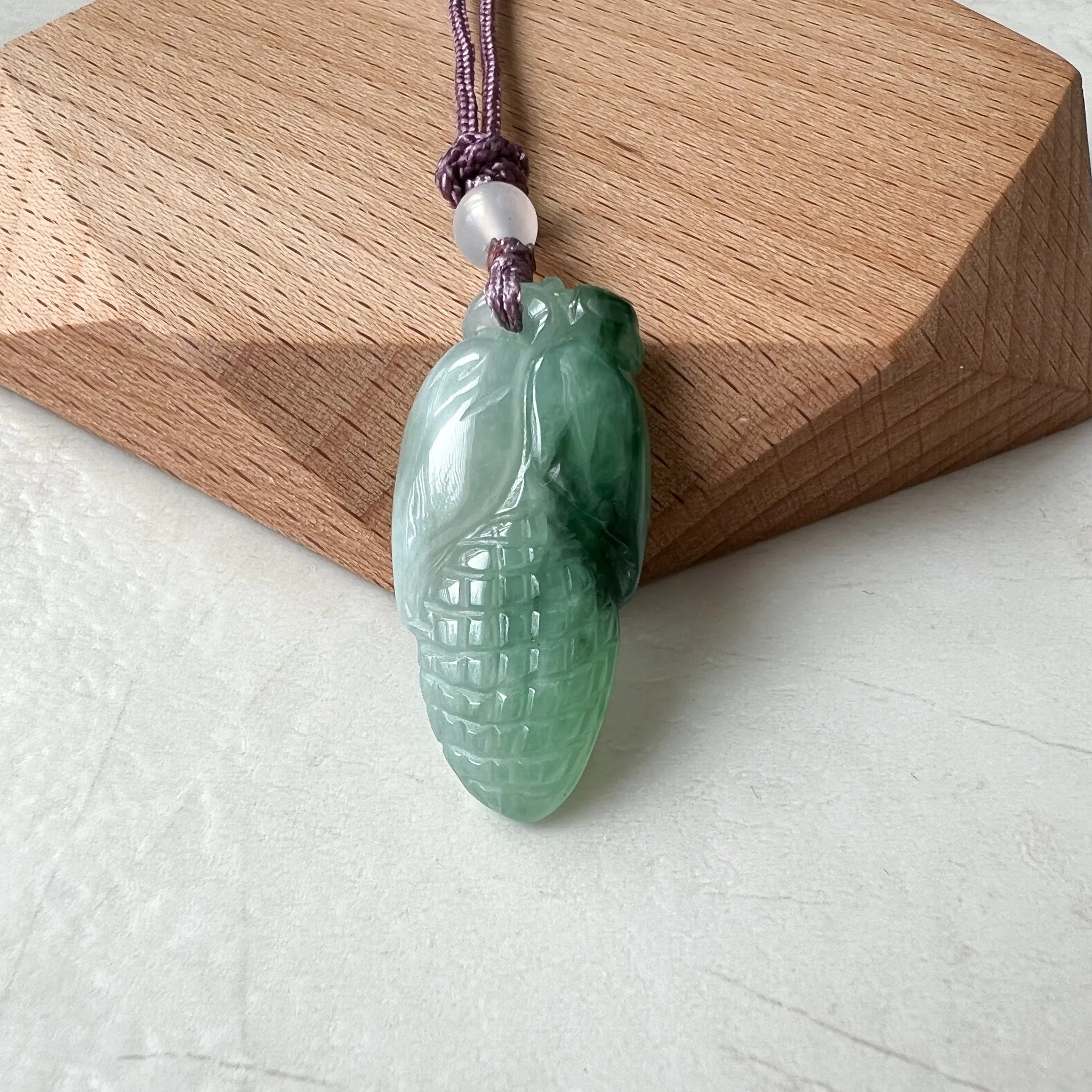 Jadeite Jade Green Lucky Corn Pendant, Wealth and Fortune Pendant, ZYF-0322-1651680300