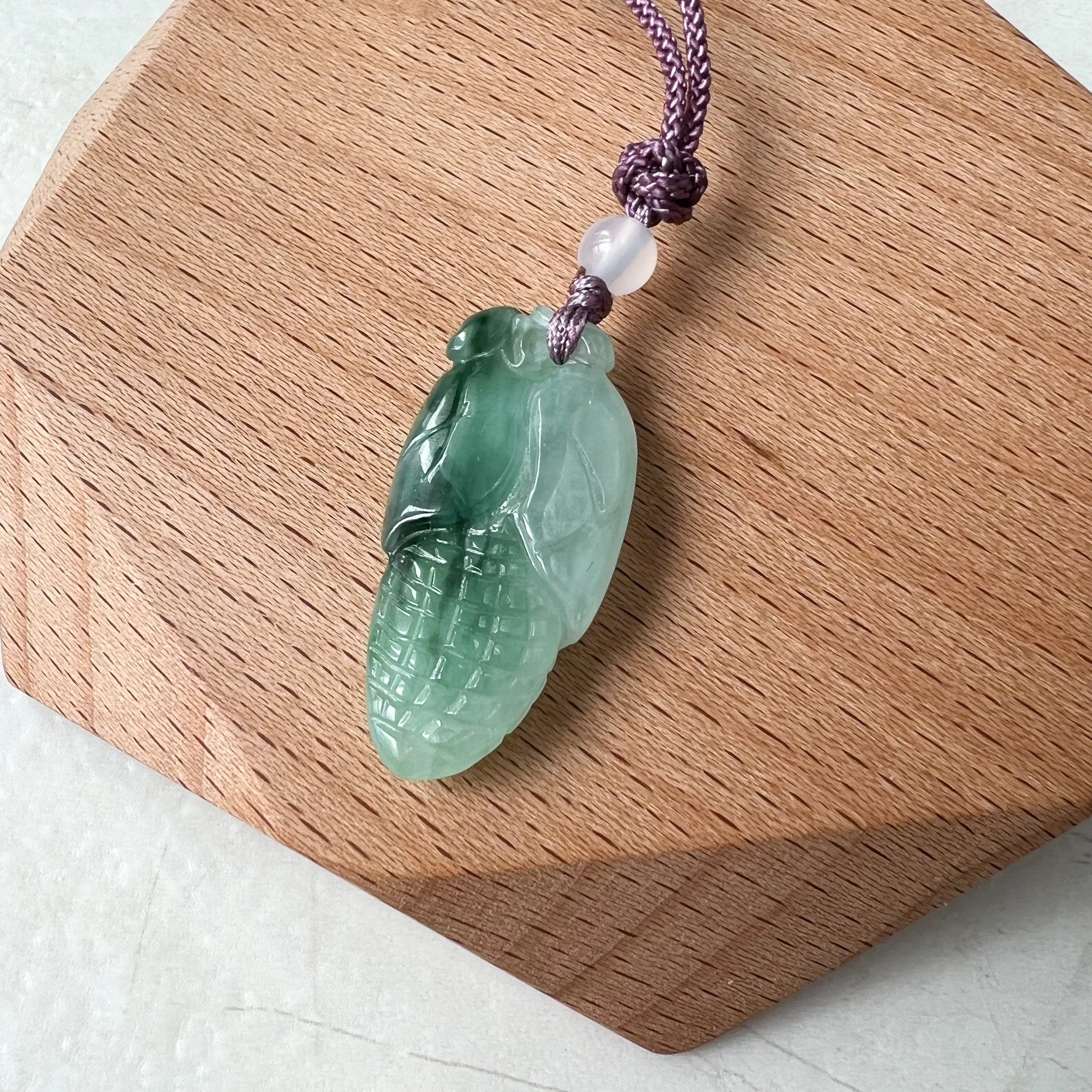 Jadeite Jade Green Lucky Corn Pendant, Wealth and Fortune Pendant, ZYF-0322-1651680300