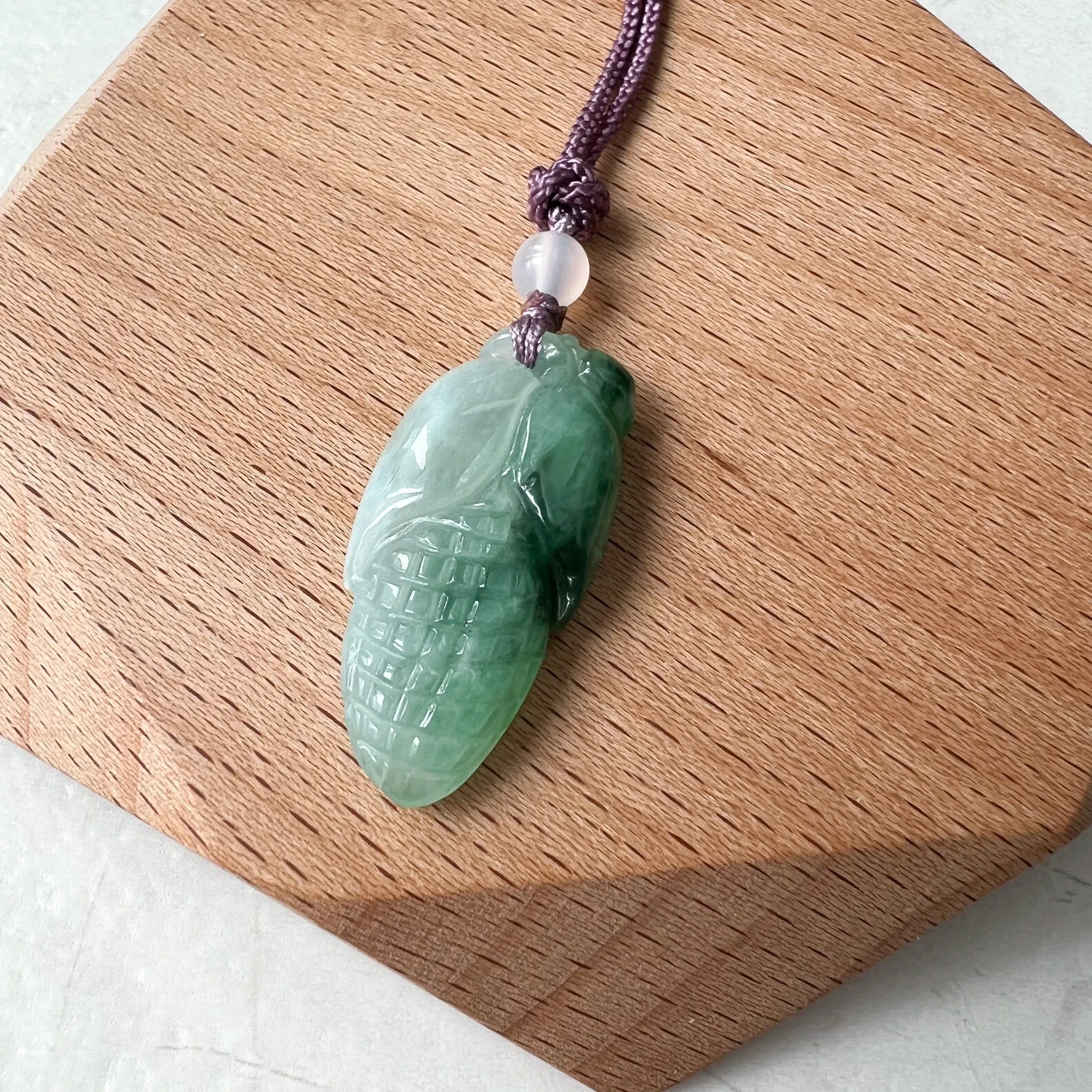 Jadeite Jade Green Lucky Corn Pendant, Wealth and Fortune Pendant, ZYF-0322-1651680300