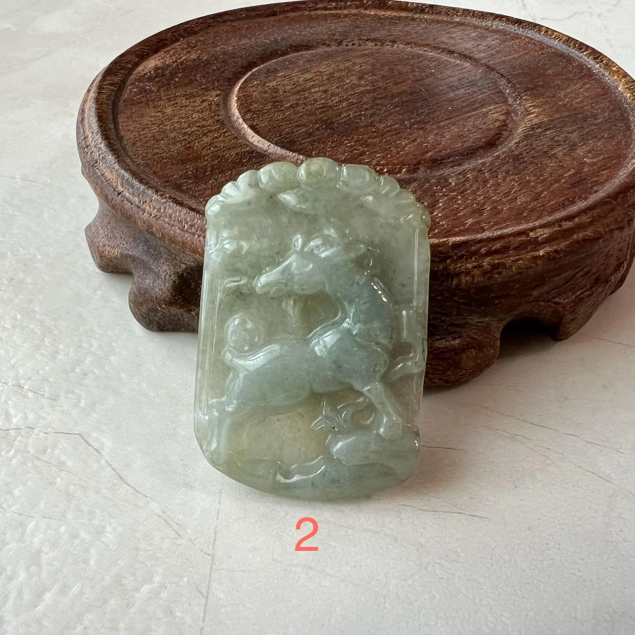 Jadeite Jade Sheep Goat Chinese Zodiac Carved Pendant Necklace, LJ-1221-1722141755