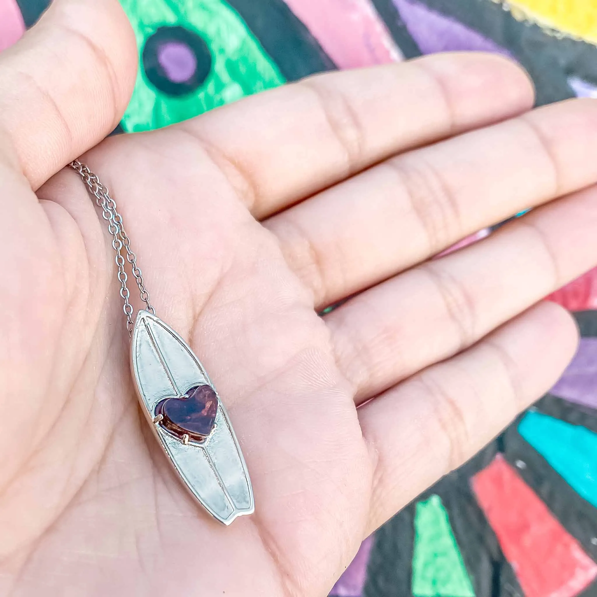 JANUARY Birthstone Surfboard Necklace in Garnet