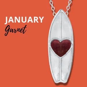 JANUARY Birthstone Surfboard Necklace in Garnet
