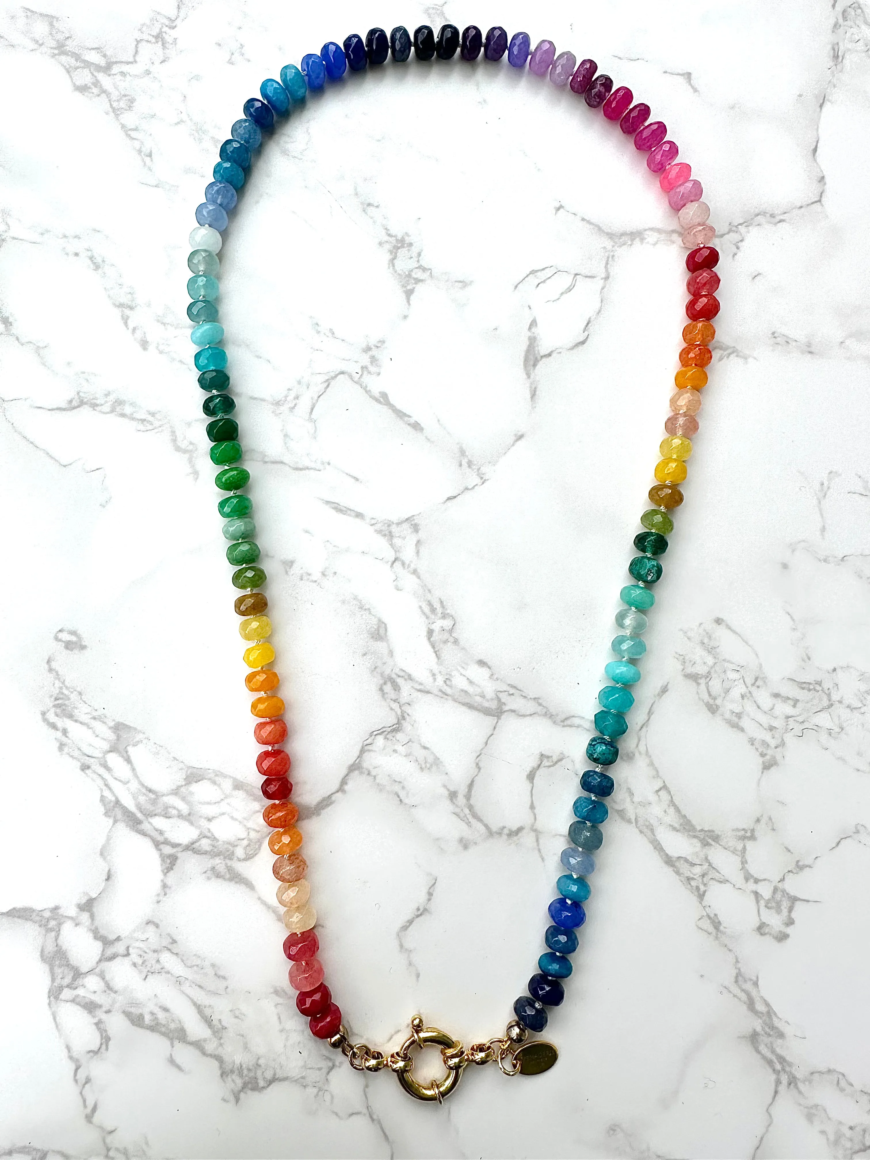 Kaleidoscope Faceted Jade Necklace with spring Clasp