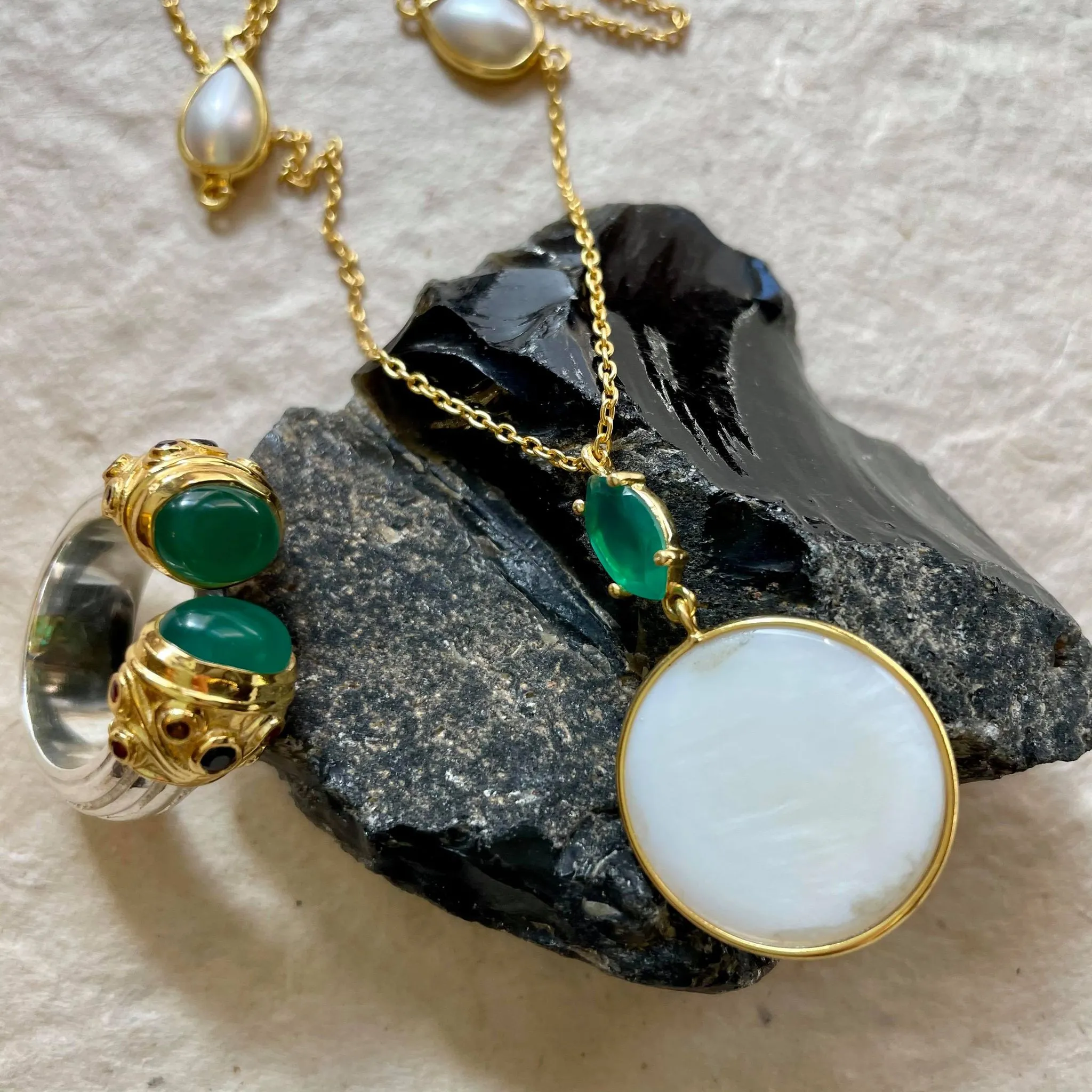 Katya Ring With Green Onyx