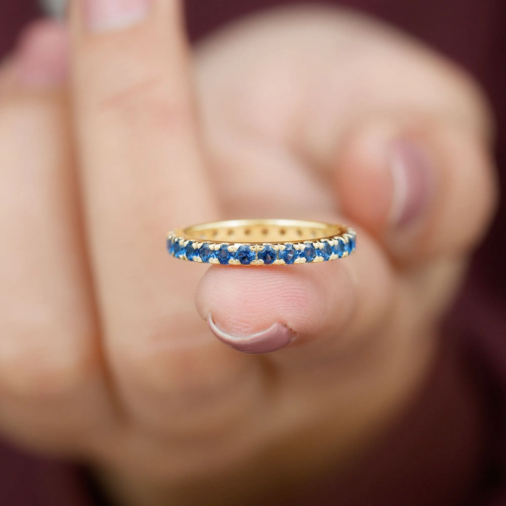 Lab Grown Blue Sapphire Full Eternity Band Ring