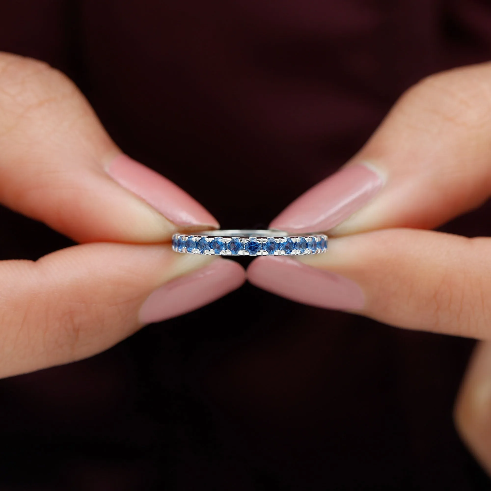 Lab Grown Blue Sapphire Full Eternity Band Ring