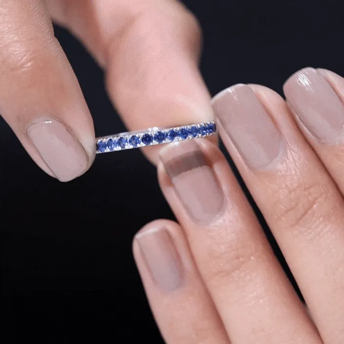 Lab Grown Blue Sapphire Full Eternity Band Ring