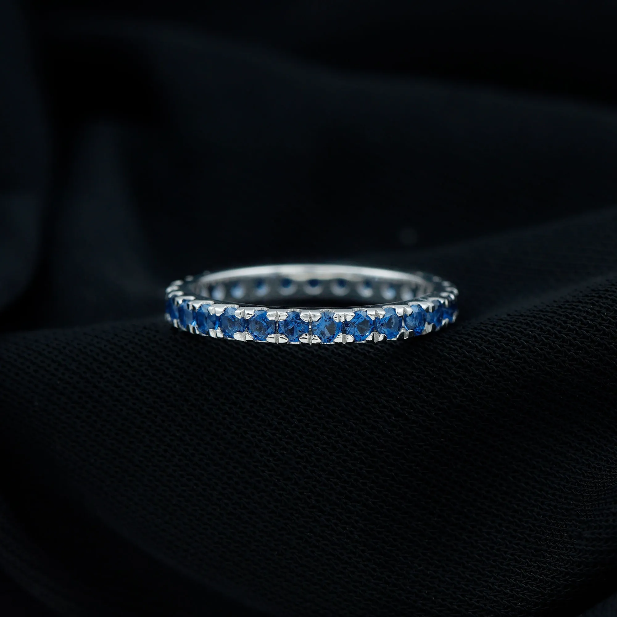 Lab Grown Blue Sapphire Full Eternity Band Ring