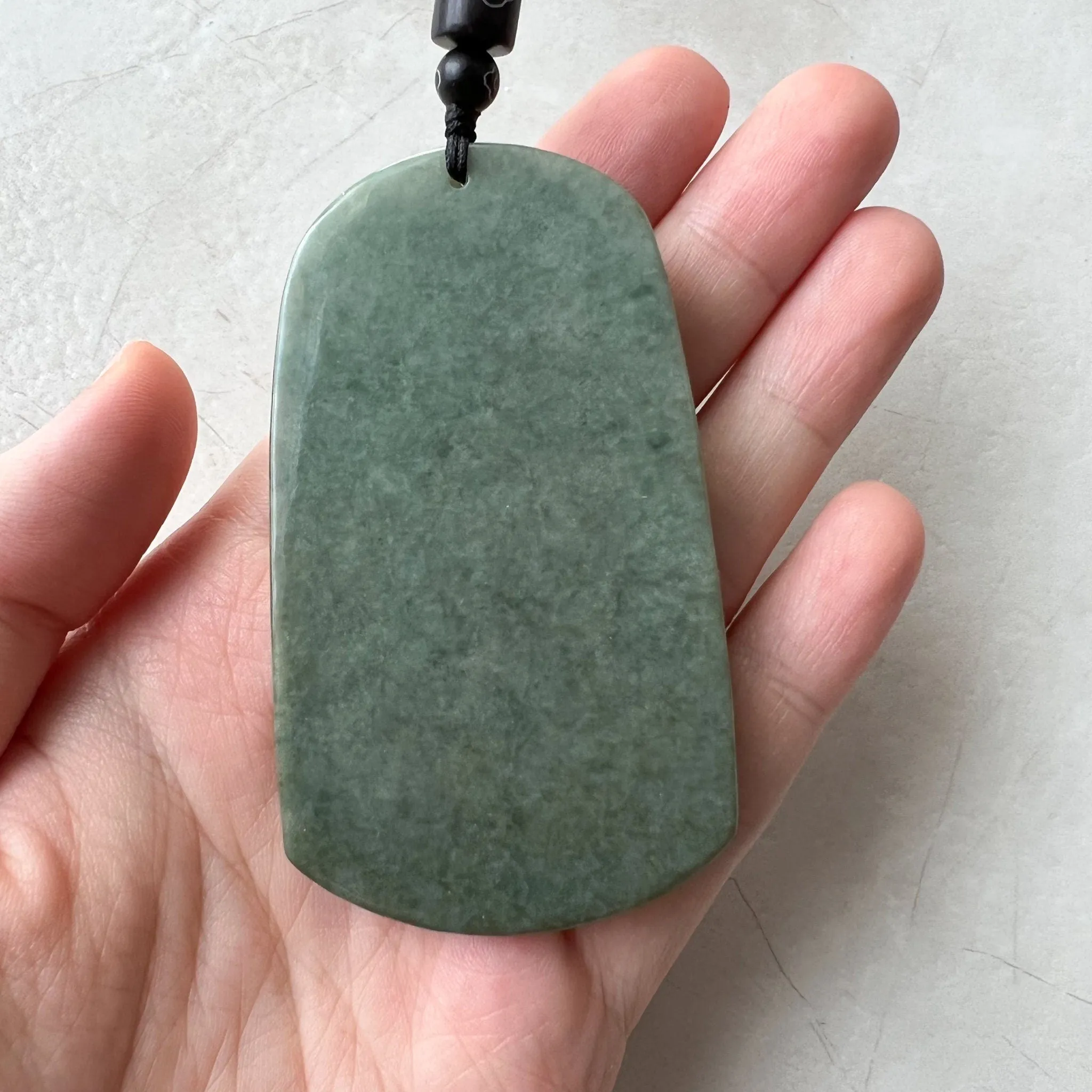 Large Green Jadeite Jade Guan Yu Guan Gong Carved Pendant Necklace, YJ-0621-0227652