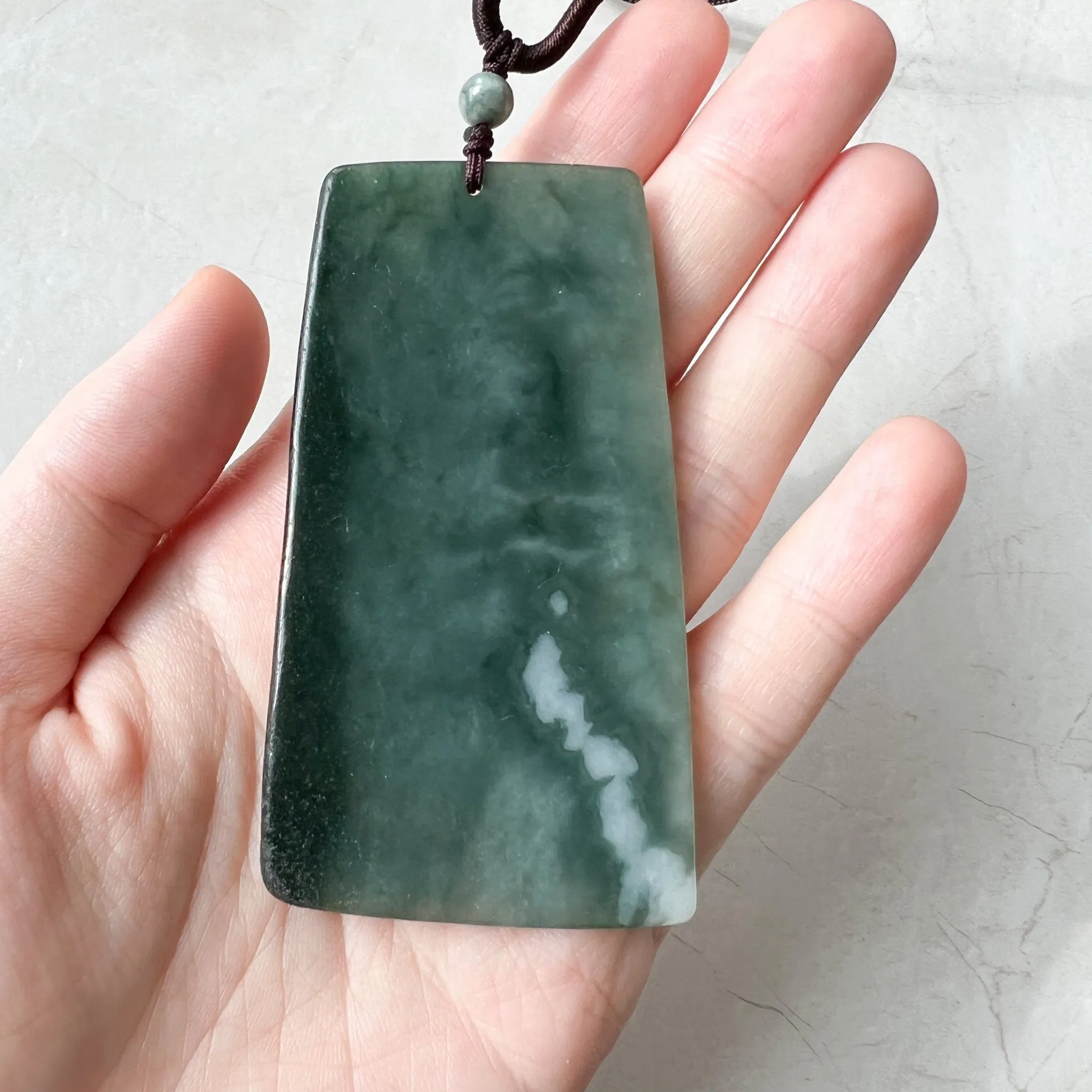 Large Green Jadeite Jade Guan Yu Guan Gong Carved Pendant Necklace, YJ-0621-0244293