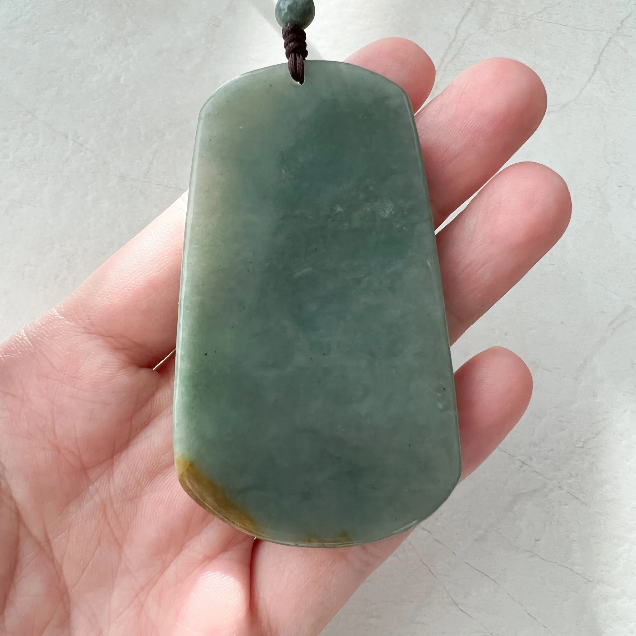Large Green Jadeite Jade Guan Yu Guan Gong Carved Pendant Necklace, YJ-1221-0228922