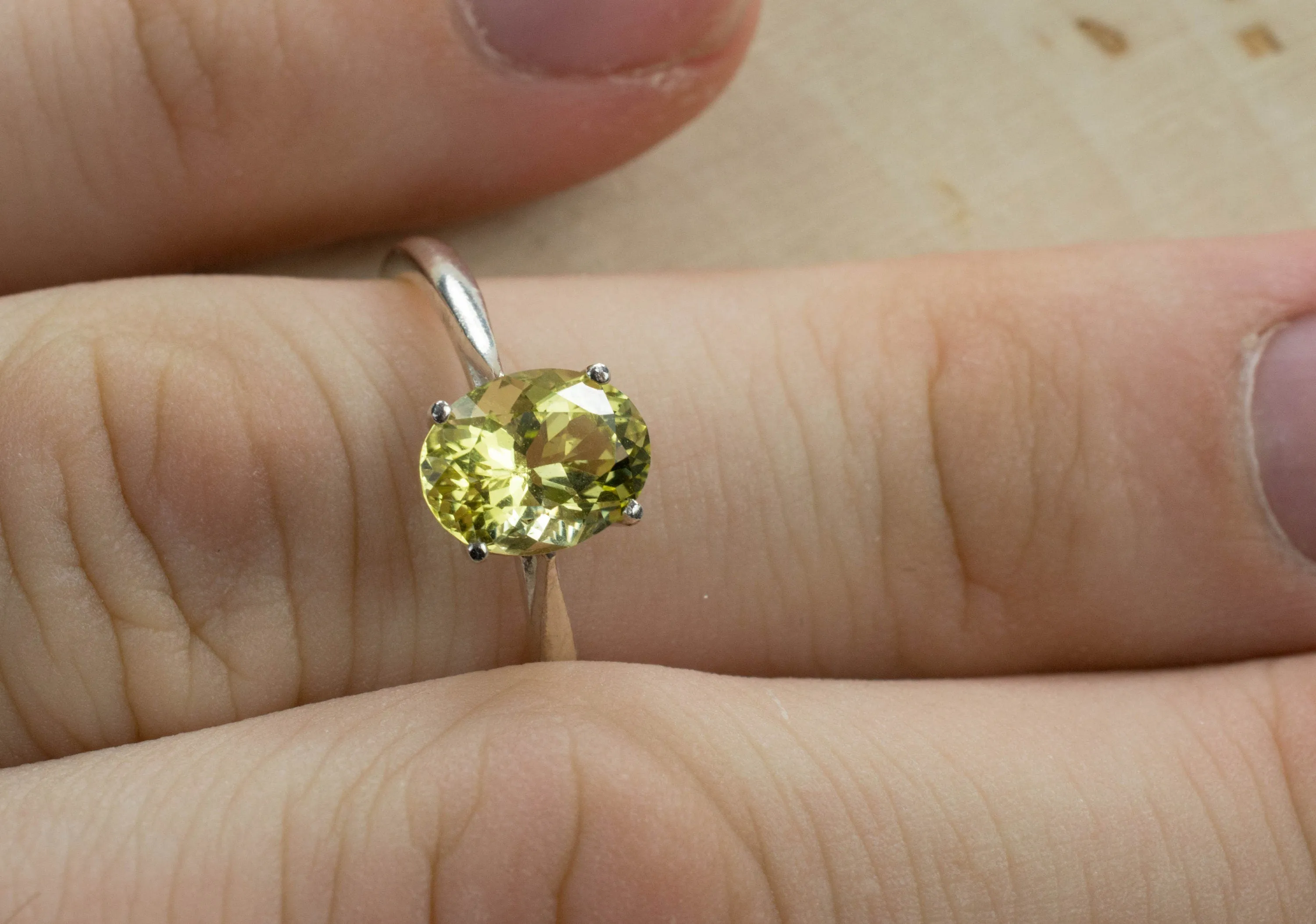 Lemon Quartz Sterling Silver Ring, Genuine Untreated Brazilian Quartz