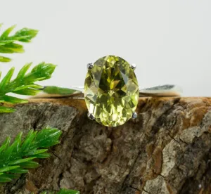 Lemon Quartz Sterling Silver Ring, Genuine Untreated Brazilian Quartz