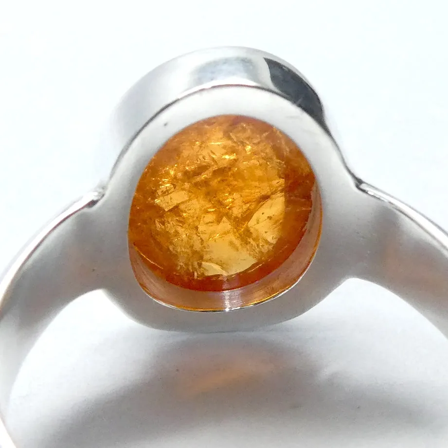 Mandarin Garnet Ring, Oval Cabochon, 925 Sterling Silver p5