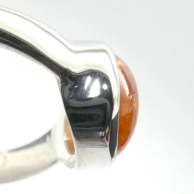 Mandarin Garnet Ring, Oval Cabochon, 925 Sterling Silver p5