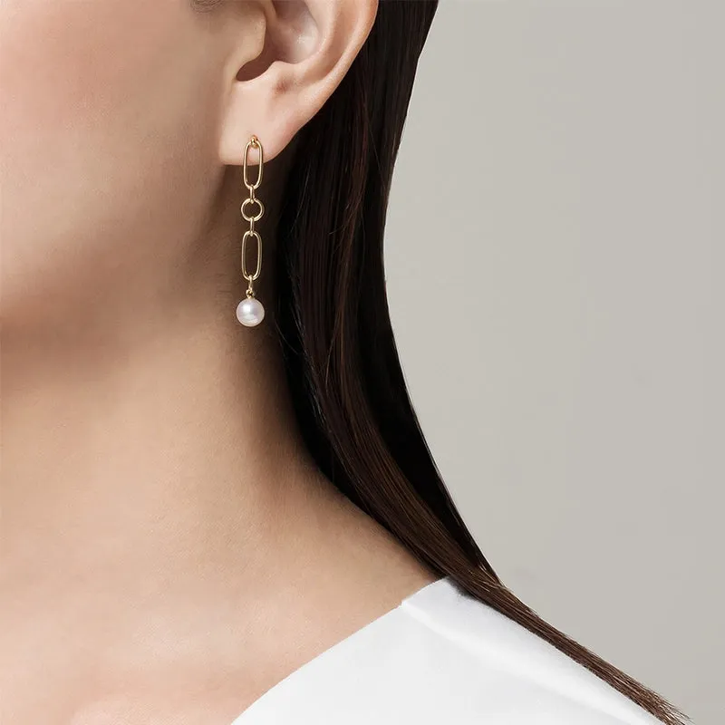 Mikimoto 18K Yellow Gold Cultured Akoya Pearl Dangle Earrings