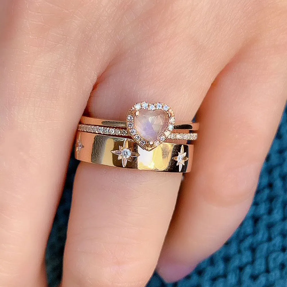 Mini Heart Colored Stone Ring
