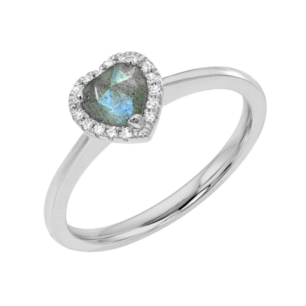 Mini Heart Colored Stone Ring