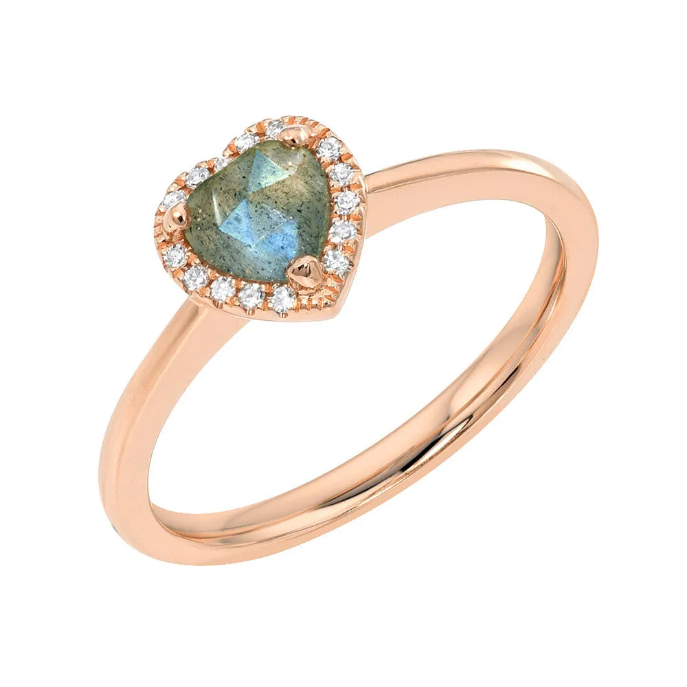 Mini Heart Colored Stone Ring