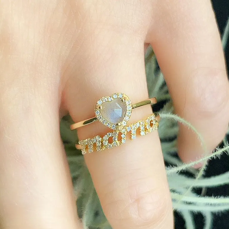Mini Heart Colored Stone Ring