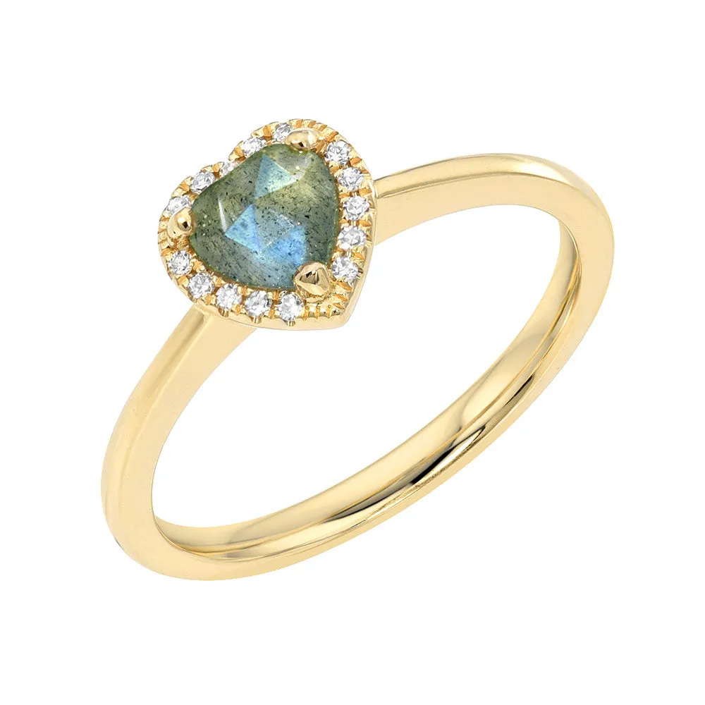 Mini Heart Colored Stone Ring
