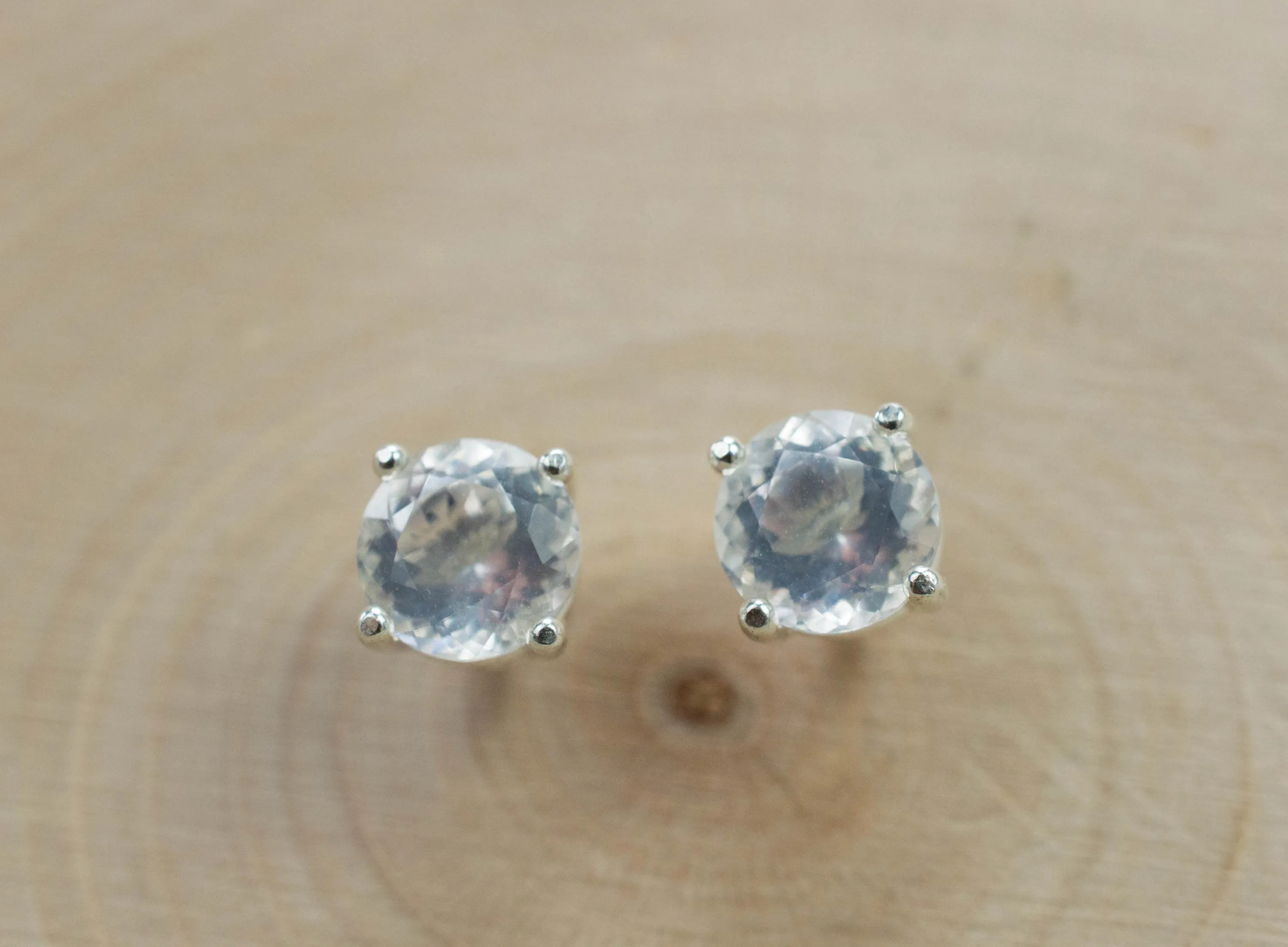 Moon Quartz Earrings, Genuine Untreated Brazilian Quartz; 1.550cts