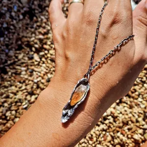 N.14 'The Citrin Pearl Rew Crystal In Dirty Sterling One of a kind Pendant