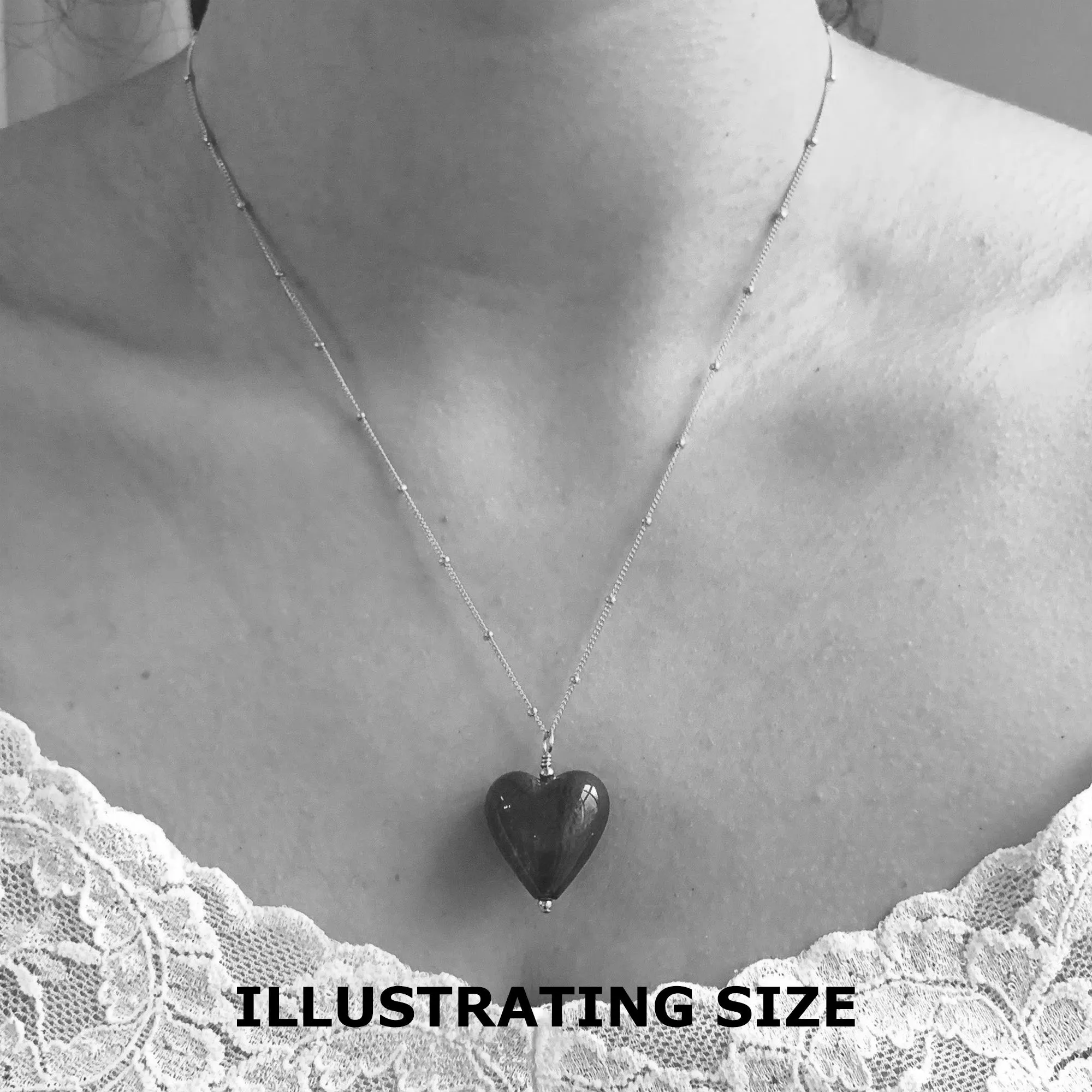 Necklace with teal (green, jade) pastel Murano glass medium heart pendant on gold chain