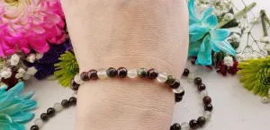 Personal Power Crystals | Dragon Stone Garnet Prehnite Gemstone 6mm Bead Stretch Bracelet