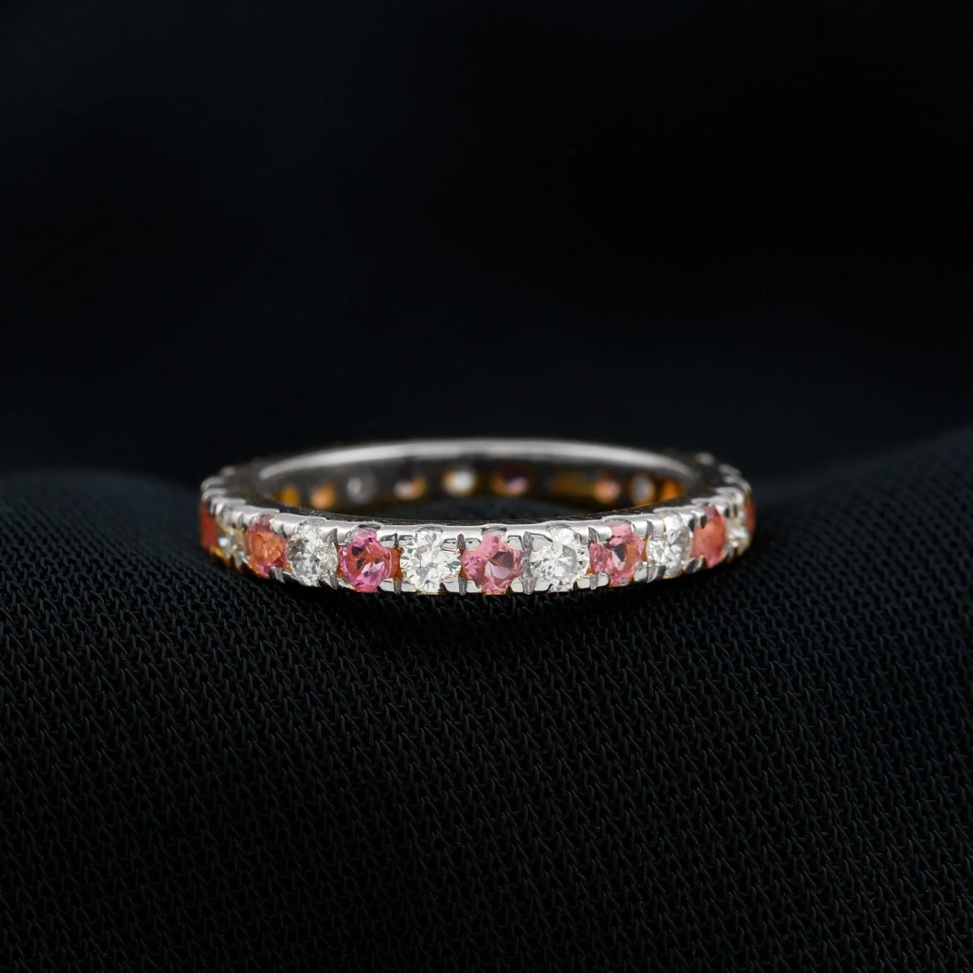 Pink Tourmaline and Diamond Stackable Ring